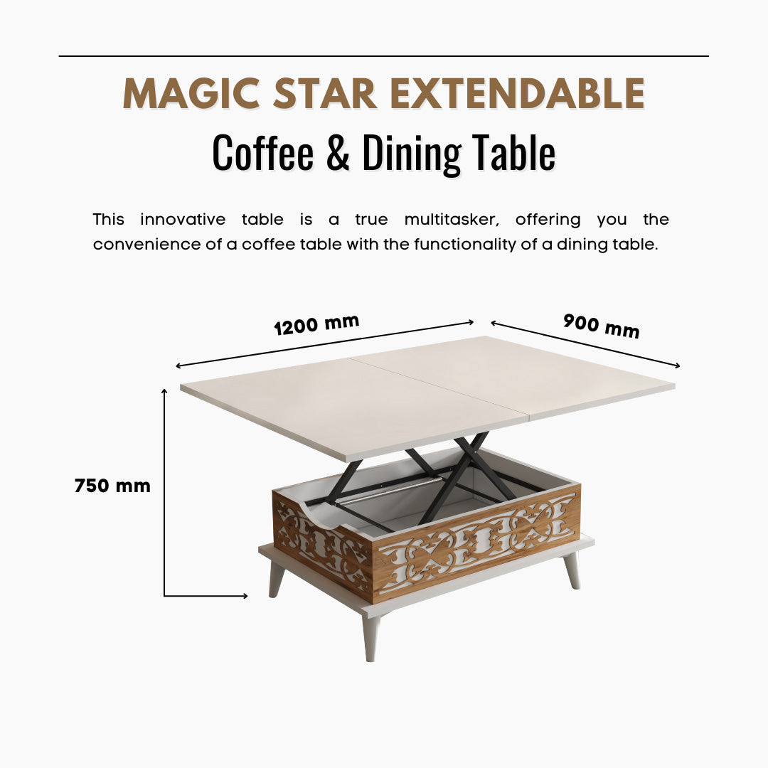 Lift Top Series - Magic Star Extendable Coffee & Dining Table