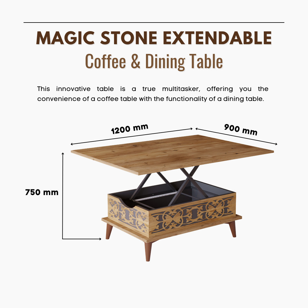 Lift Top Series - Magic Stone Extendable Coffee & Dining Table