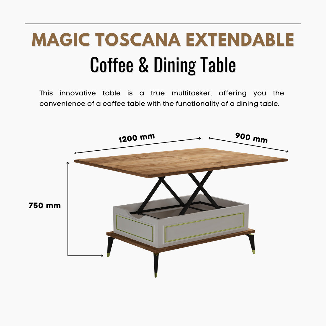Lift Top Series - Magic Toscana Extendable Coffee & Dining Table