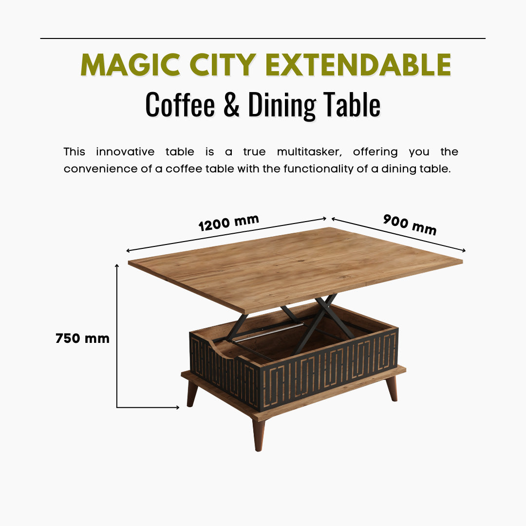 Lift Top Series - Magic City Extendable Coffee & Dining Table