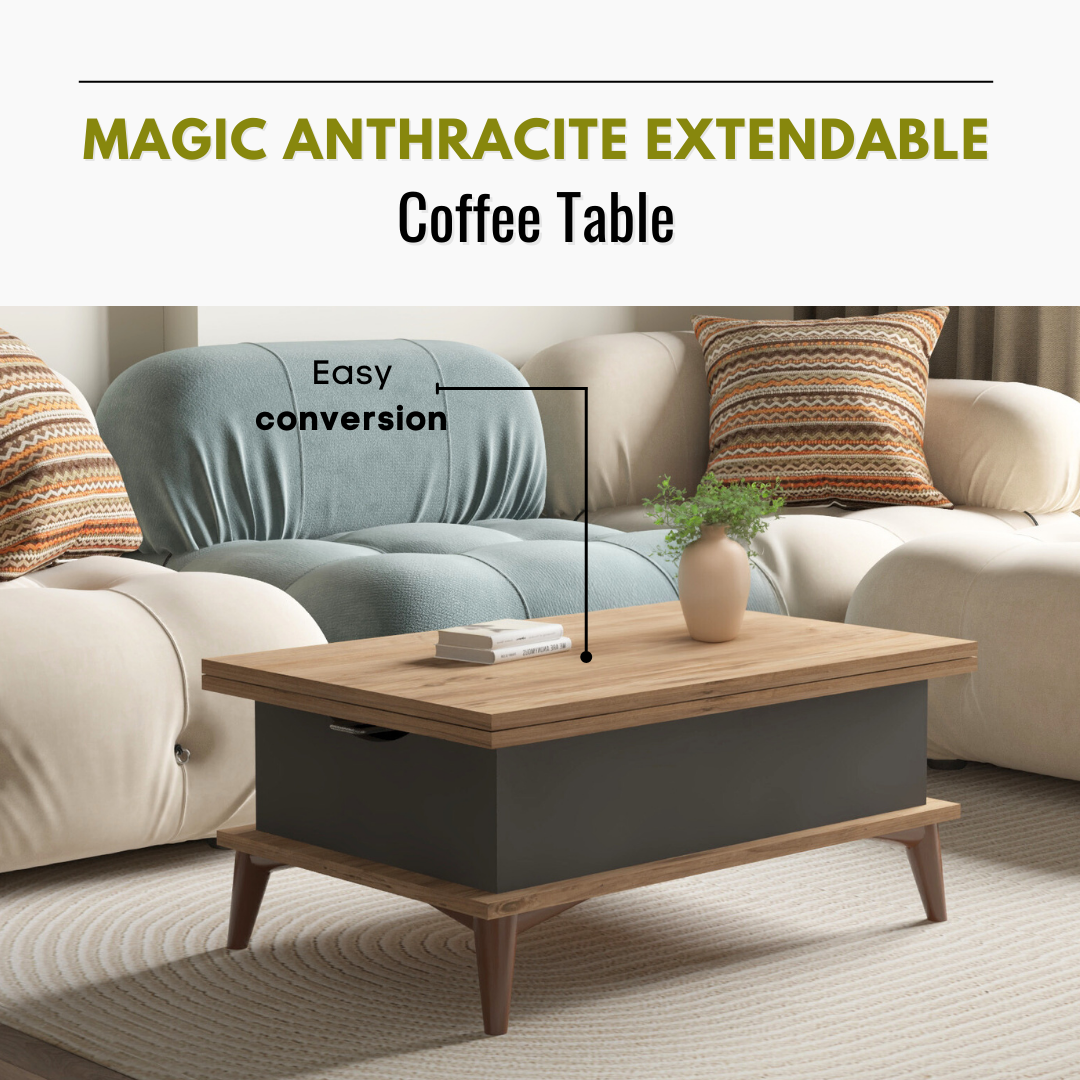 Lift Top Series - Magic Anthracite Extendable Coffee & Dining Table