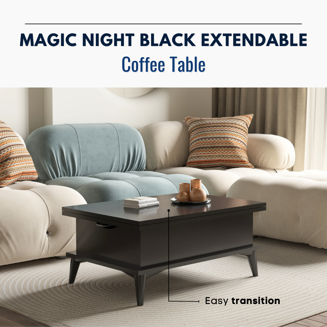 Lift Top Series - Magic Night Black Extendable Coffee & Dining Table