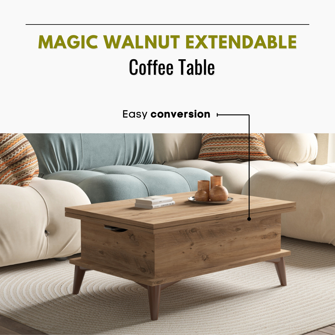 Lift Top Series - Magic Walnut Extendable Coffee & Dining Table