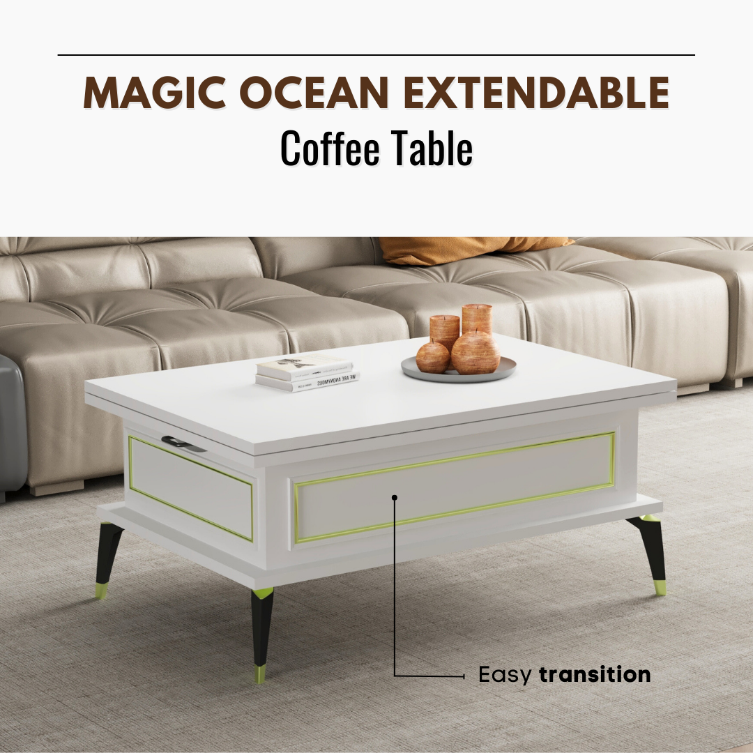 Lift Top Series - Magic Ocean Extendable Coffee & Dining Table