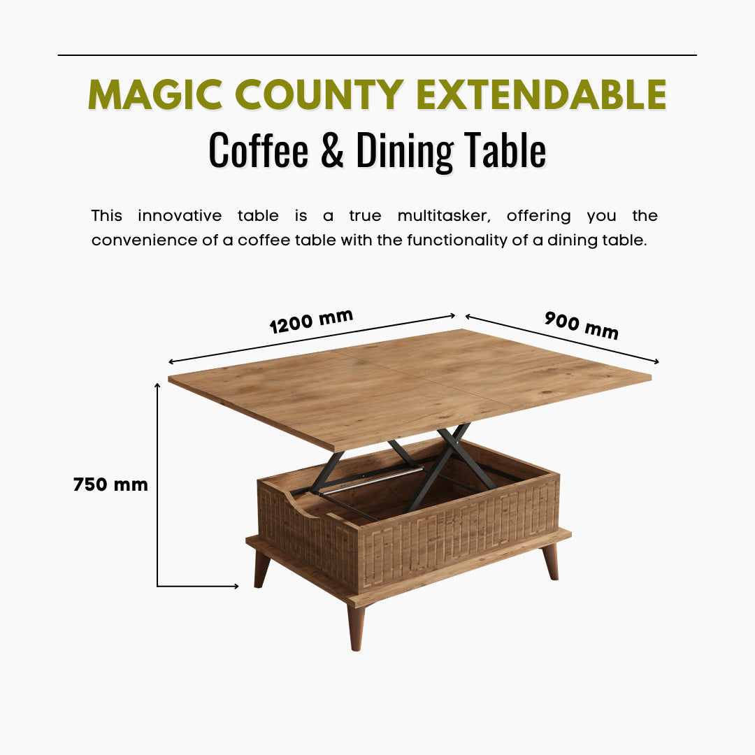 Lift Top Series - Magic County Extendable Coffee & Dining Table