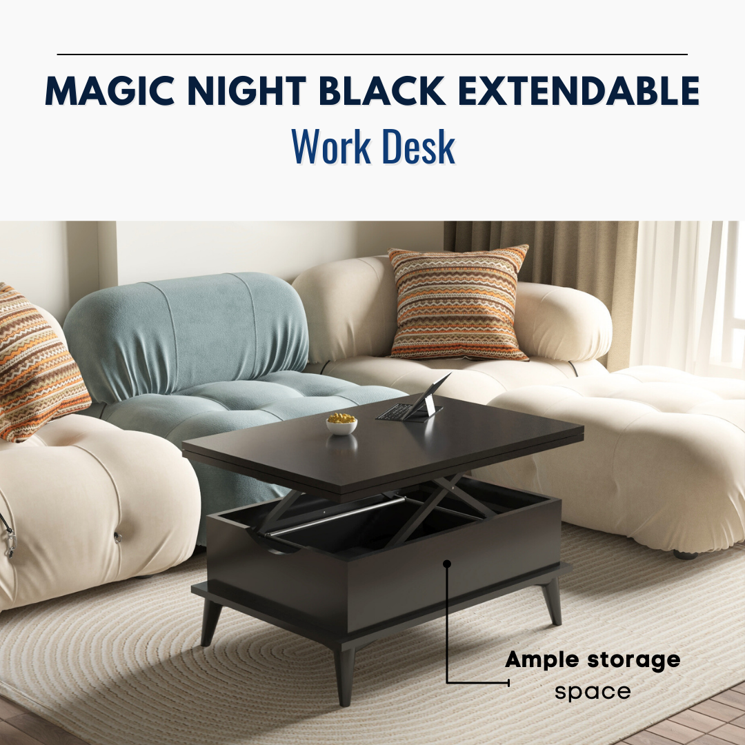 Lift Top Series - Magic Night Black Extendable Coffee & Dining Table