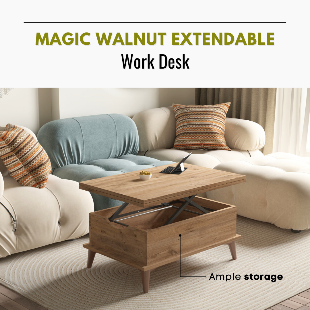 Lift Top Series - Magic Walnut Extendable Coffee & Dining Table
