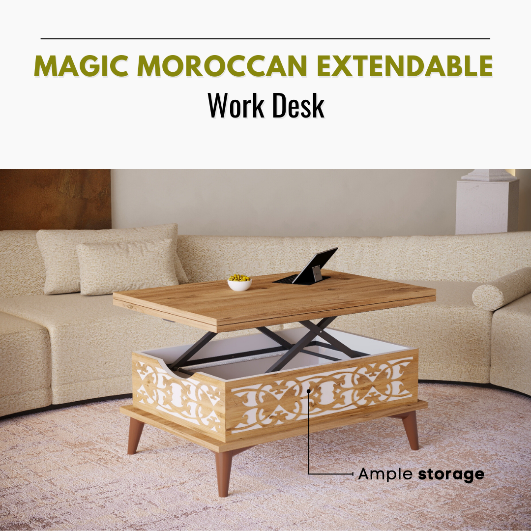 Lift Top Series - Magic Moroccan Extendable Coffee & Dining Table