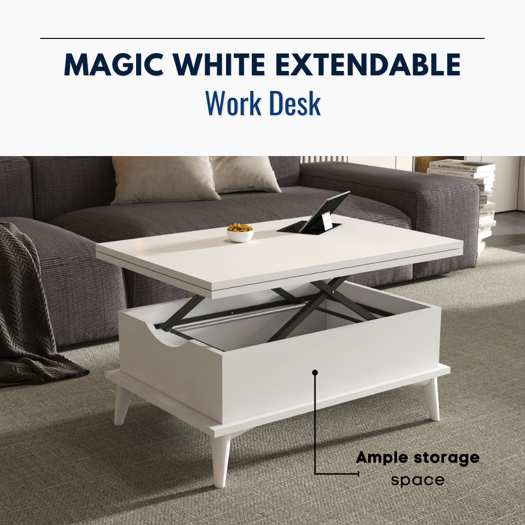Lift Top Series - Magic White Extendable Coffee & Dining Table