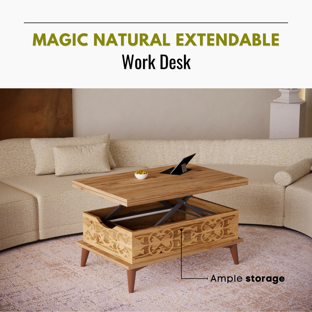 Lift Top Series - Magic Natural Extendable Coffee & Dining Table