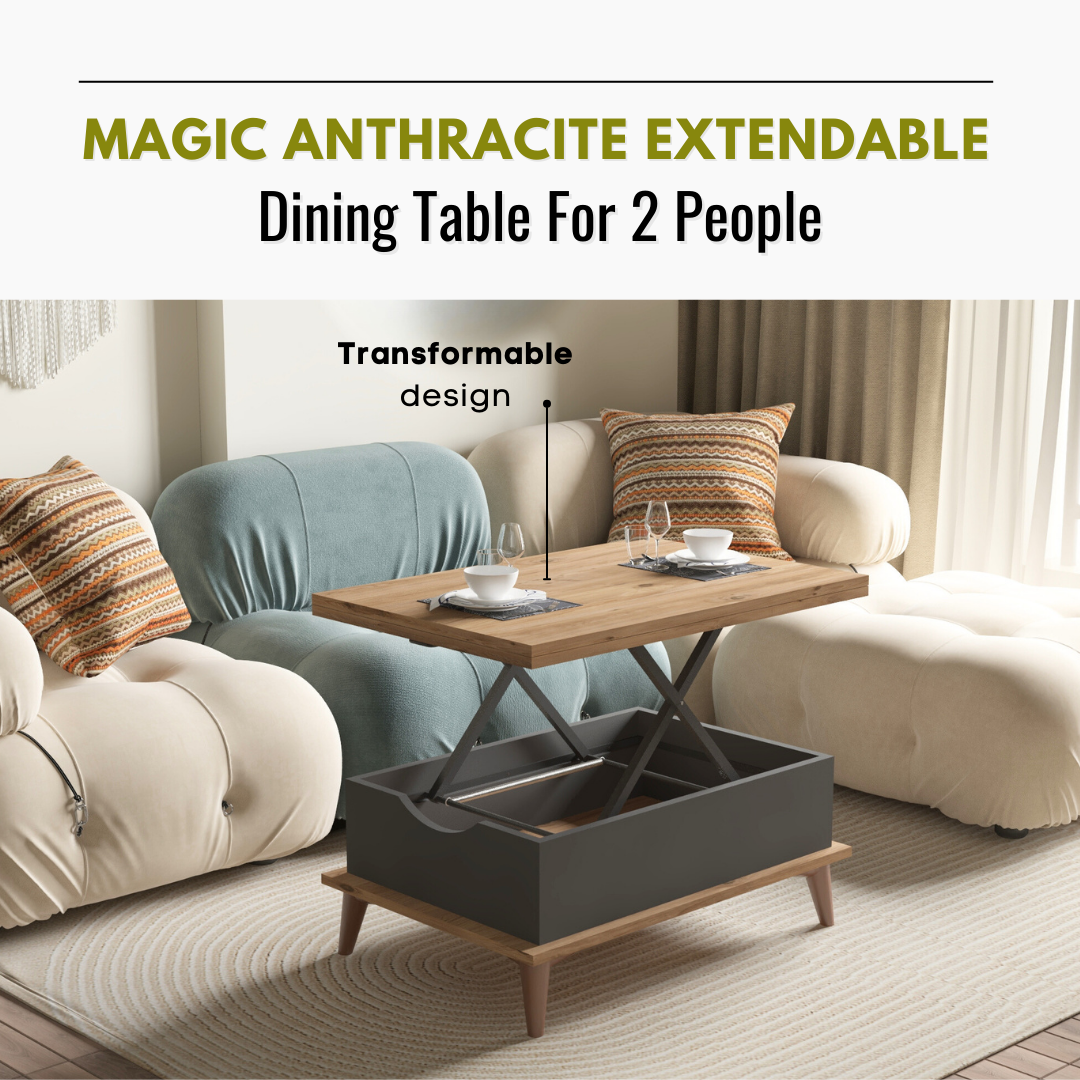 Lift Top Series - Magic Anthracite Extendable Coffee & Dining Table