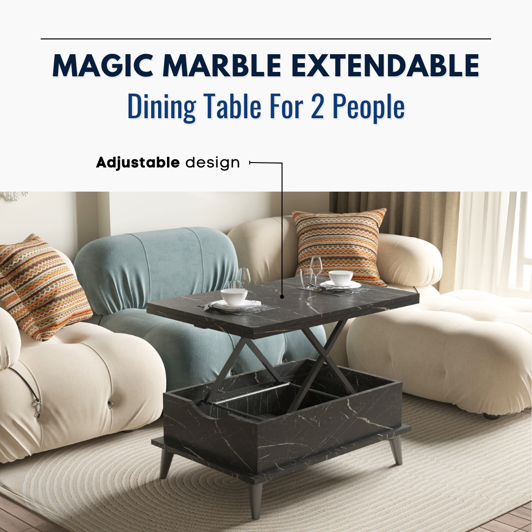 Lift Top Series - Magic Marble Extendable Coffee & Dining Table