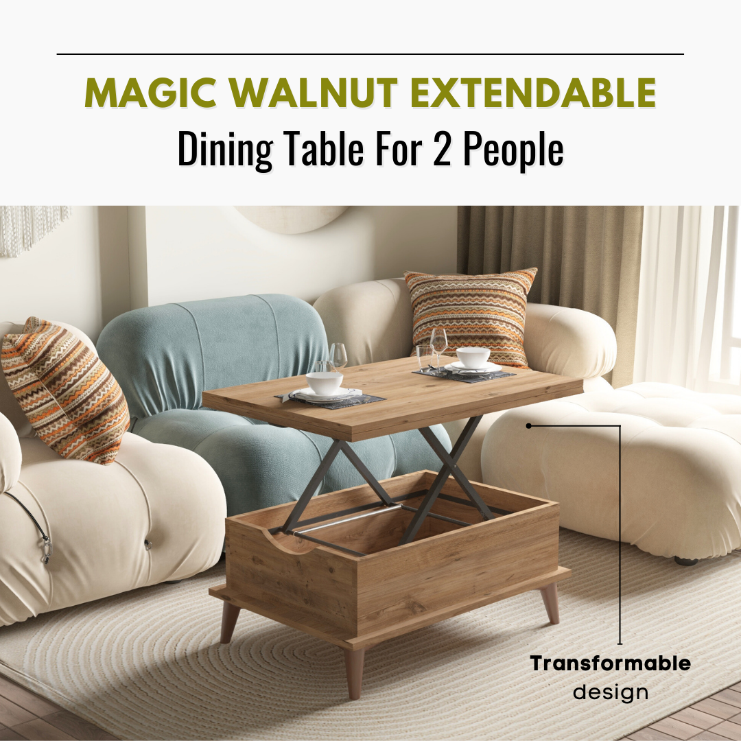 Lift Top Series - Magic Walnut Extendable Coffee & Dining Table