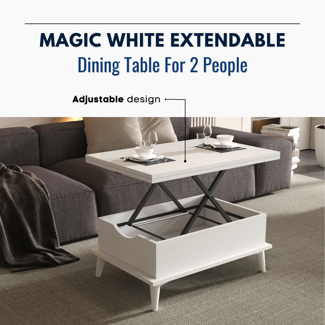 Lift Top Series - Magic White Extendable Coffee & Dining Table