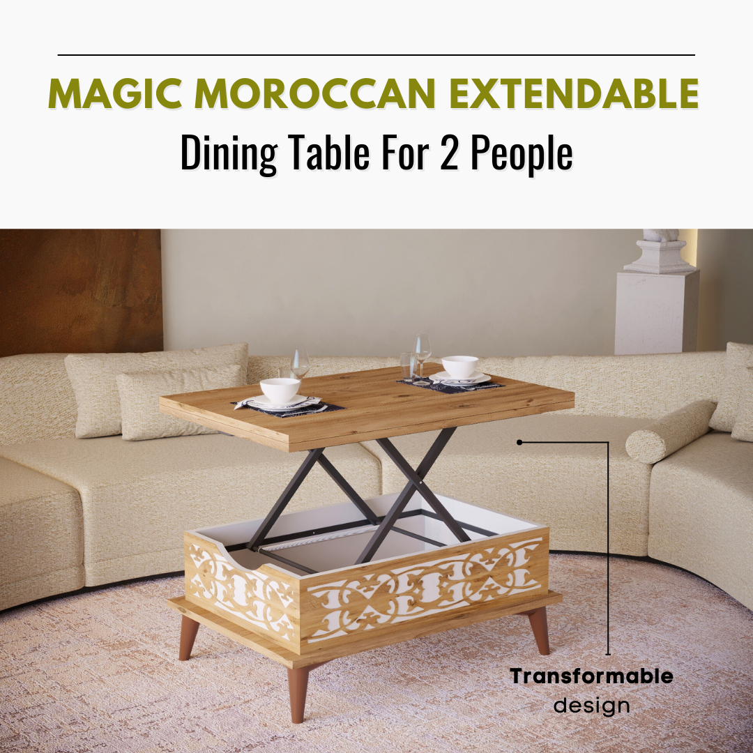 Lift Top Series - Magic Moroccan Extendable Coffee & Dining Table