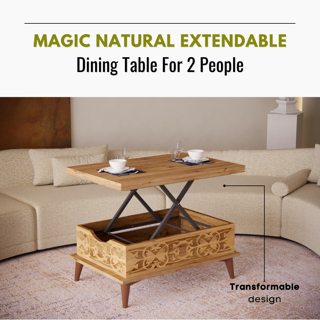 Lift Top Series - Magic Natural Extendable Coffee & Dining Table