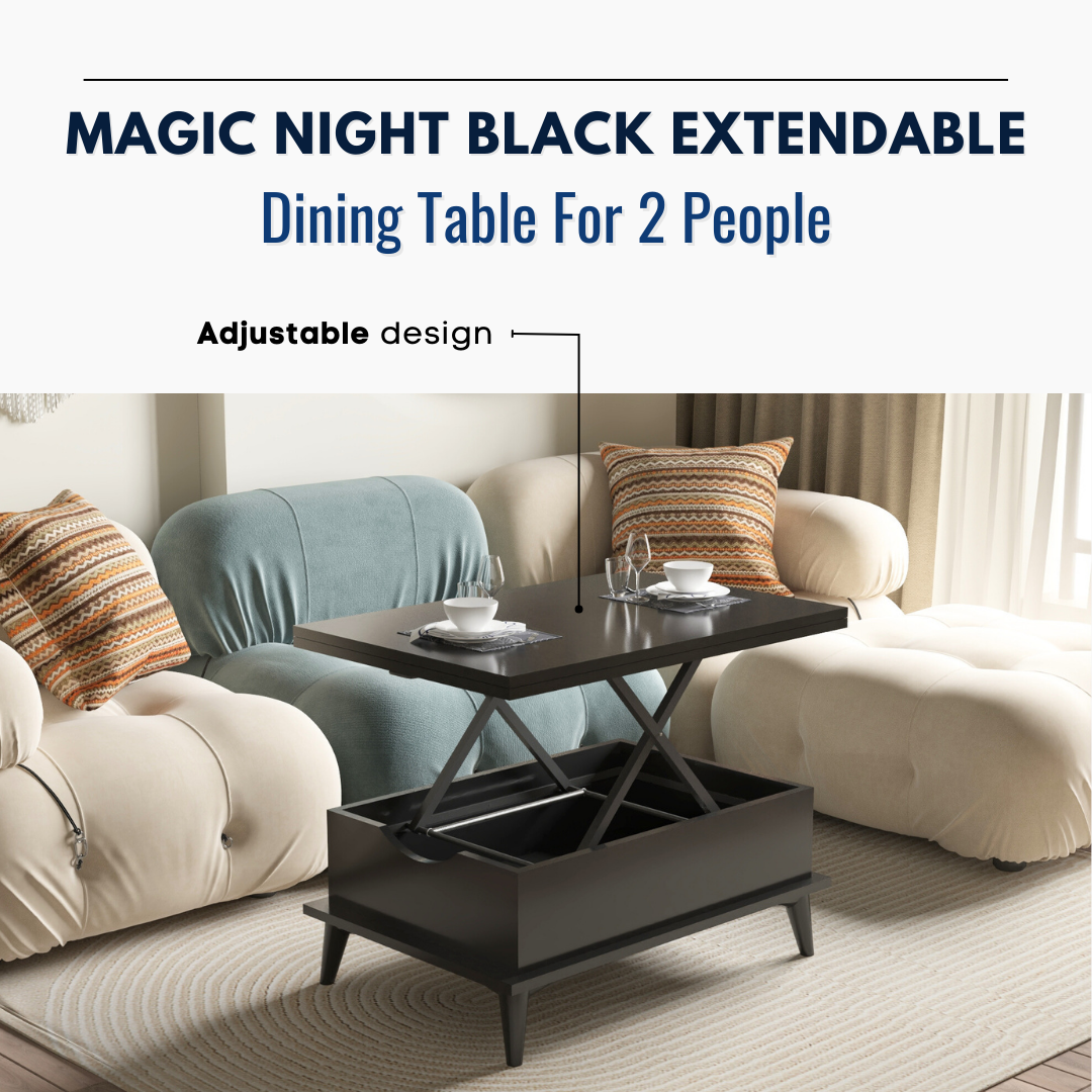 Lift Top Series - Magic Night Black Extendable Coffee & Dining Table