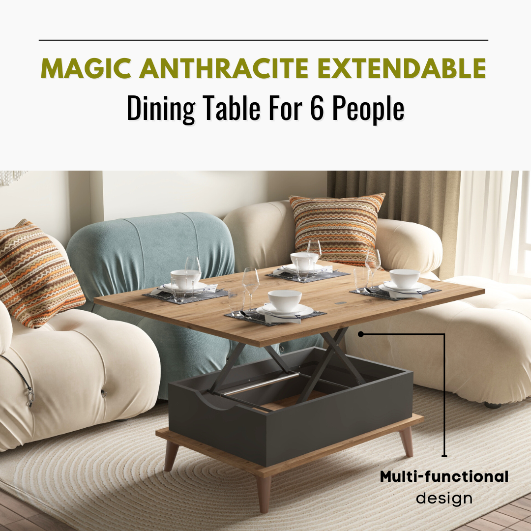 Lift Top Series - Magic Anthracite Extendable Coffee & Dining Table
