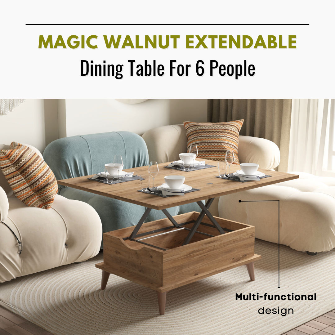 Lift Top Series - Magic Walnut Extendable Coffee & Dining Table