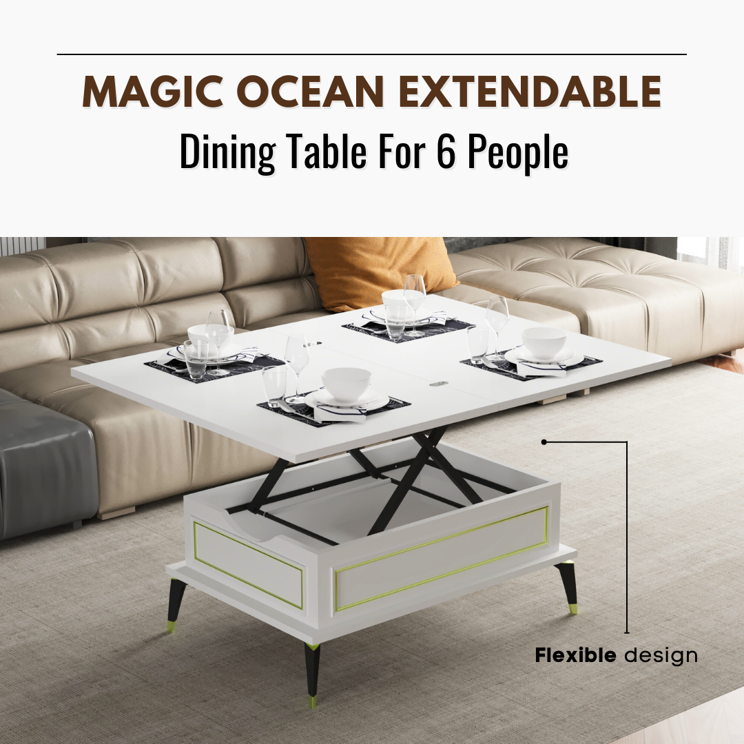 Lift Top Series - Magic Ocean Extendable Coffee & Dining Table