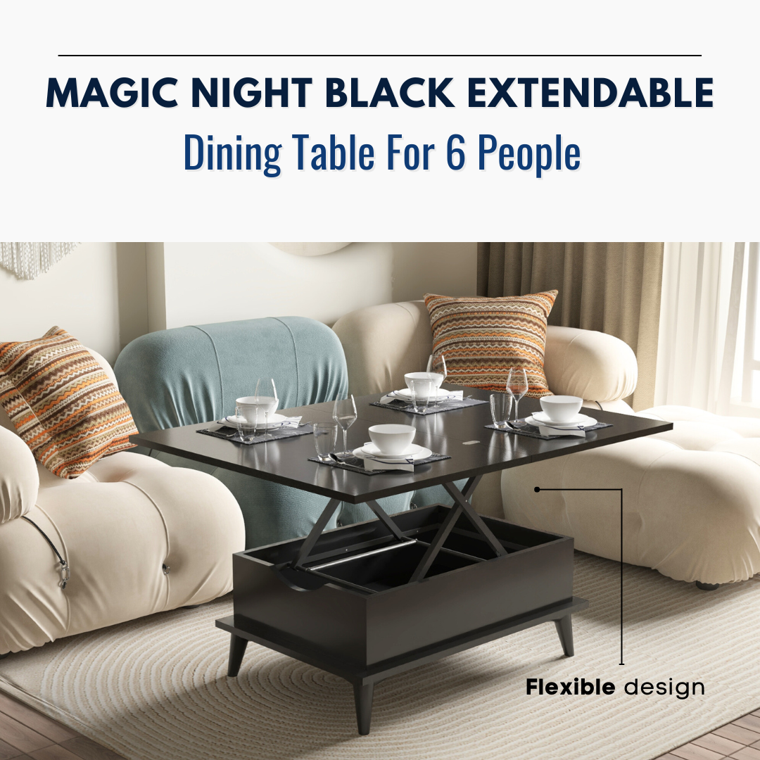 Lift Top Series - Magic Night Black Extendable Coffee & Dining Table