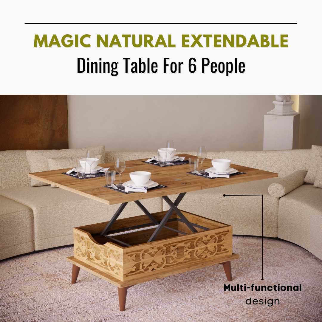 Lift Top Series - Magic Natural Extendable Coffee & Dining Table