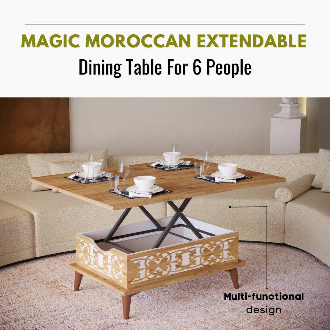 Lift Top Series - Magic Moroccan Extendable Coffee & Dining Table