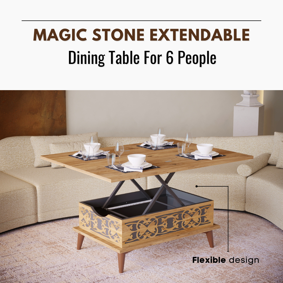 Lift Top Series - Magic Stone Extendable Coffee & Dining Table