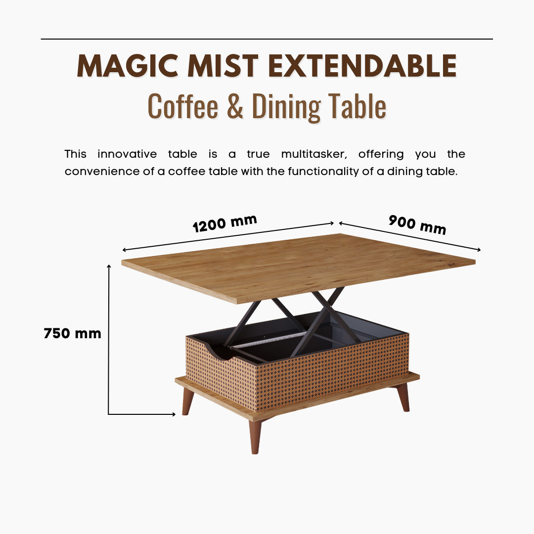 Lift Top Series - Magic Mist Extendable Coffee & Dining Table
