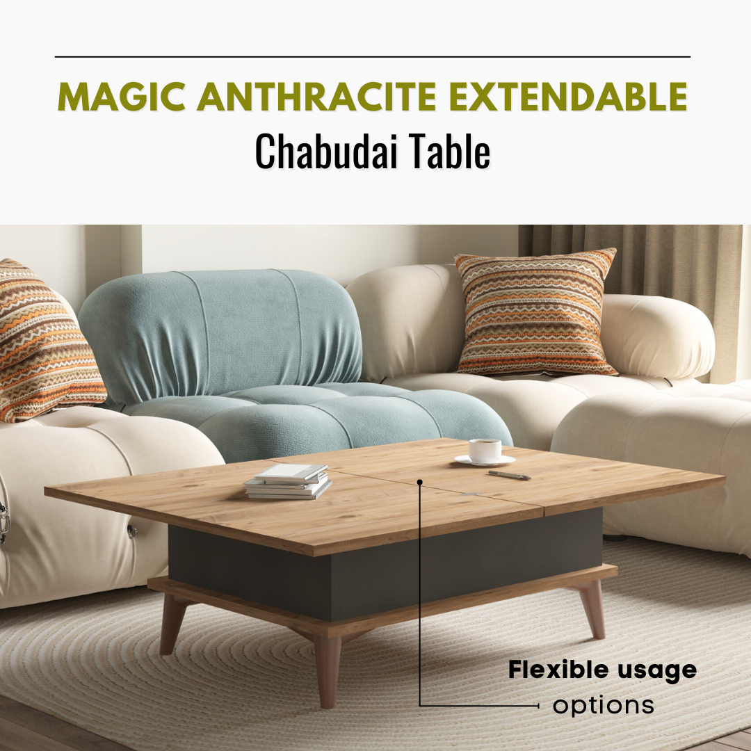 Lift Top Series - Magic Anthracite Extendable Coffee & Dining Table