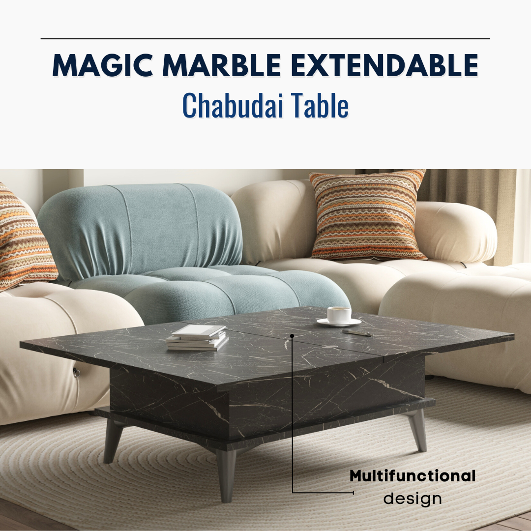 Lift Top Series - Magic Marble Extendable Coffee & Dining Table