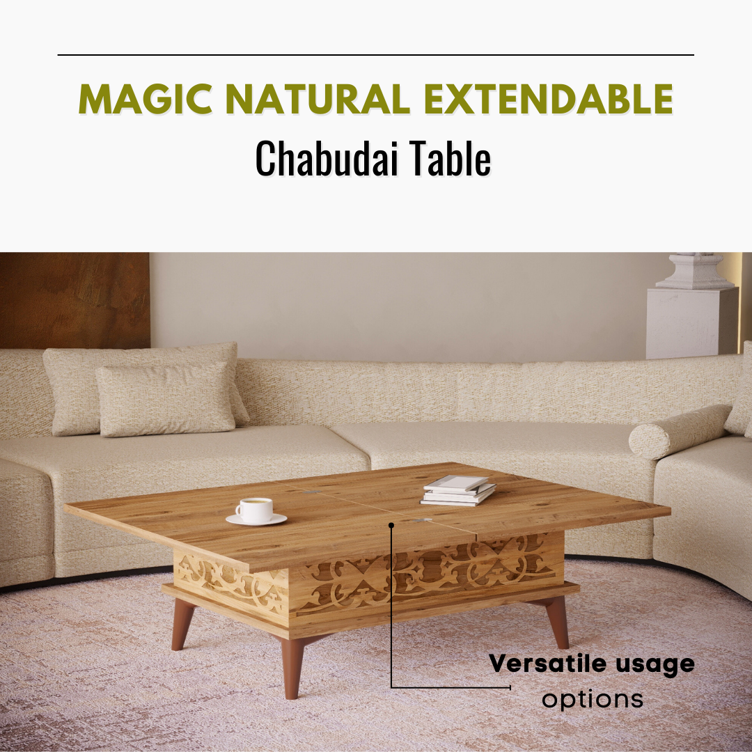 Lift Top Series - Magic Natural Extendable Coffee & Dining Table