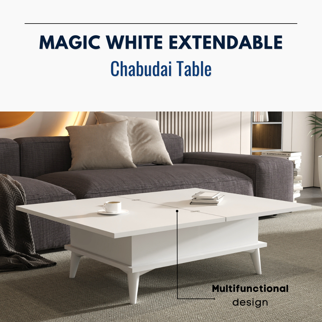 Lift Top Series - Magic White Extendable Coffee & Dining Table