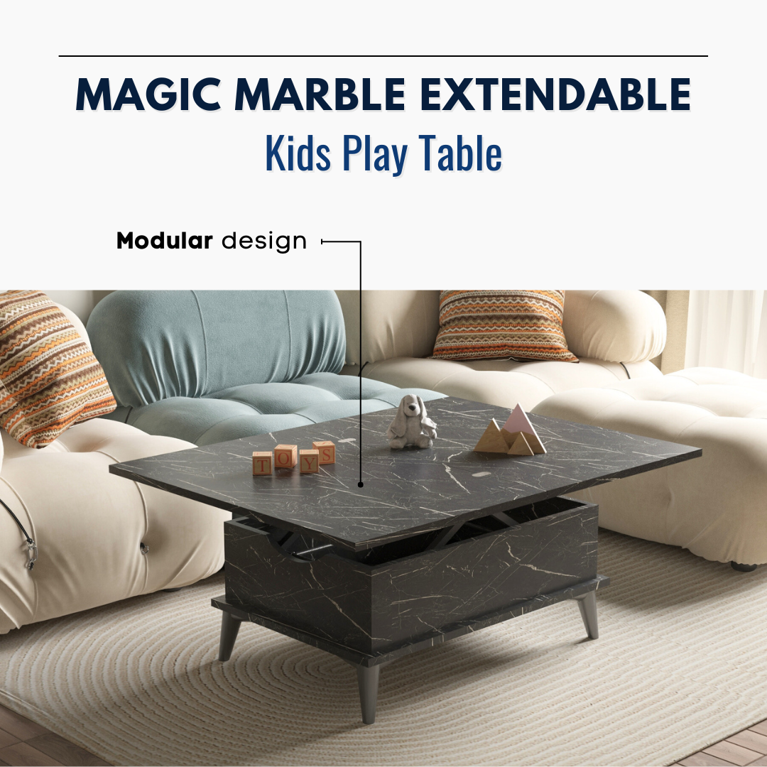 Lift Top Series - Magic Marble Extendable Coffee & Dining Table