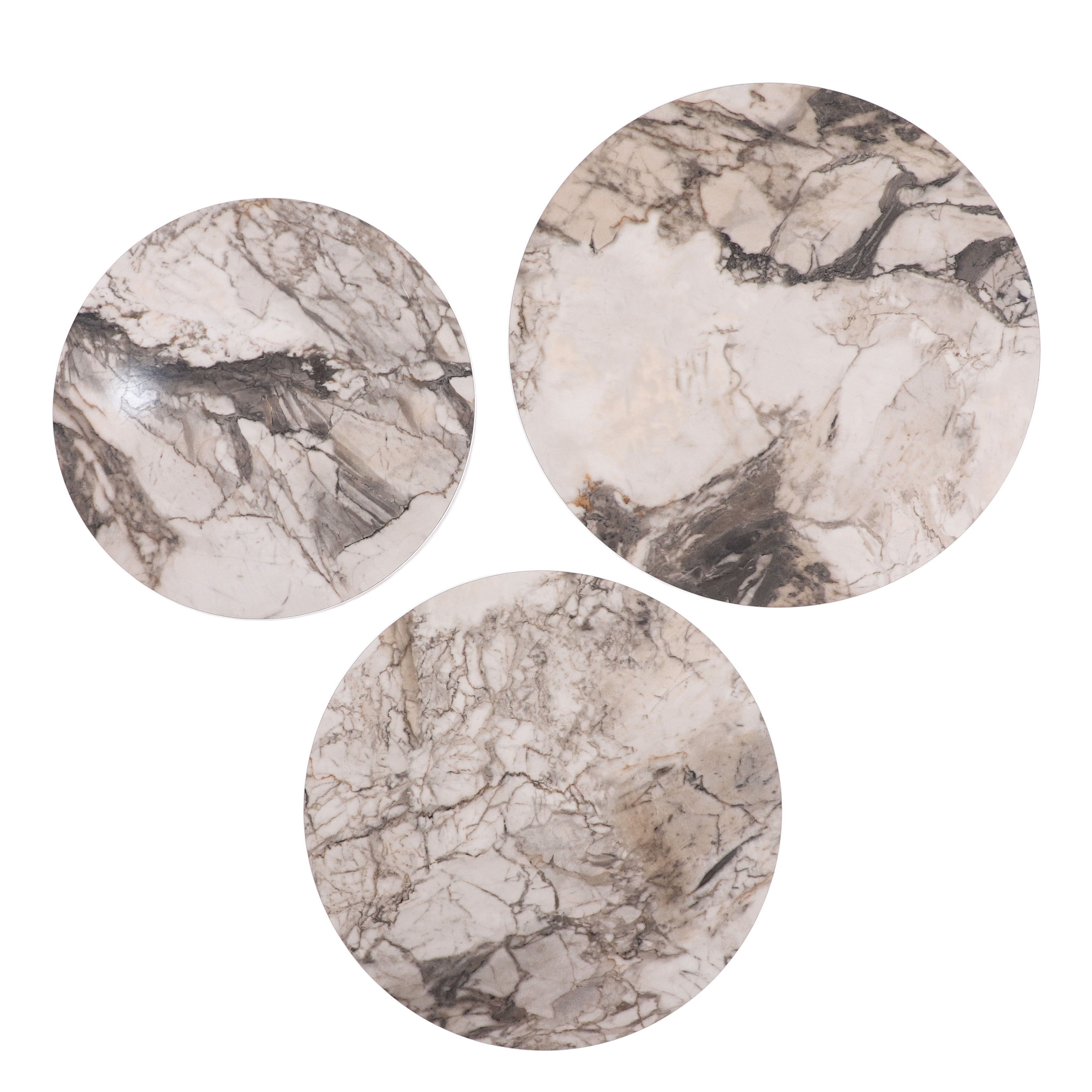 Tablon Nesting Table Series - White Marble MDF Top, White Iron Mechanism