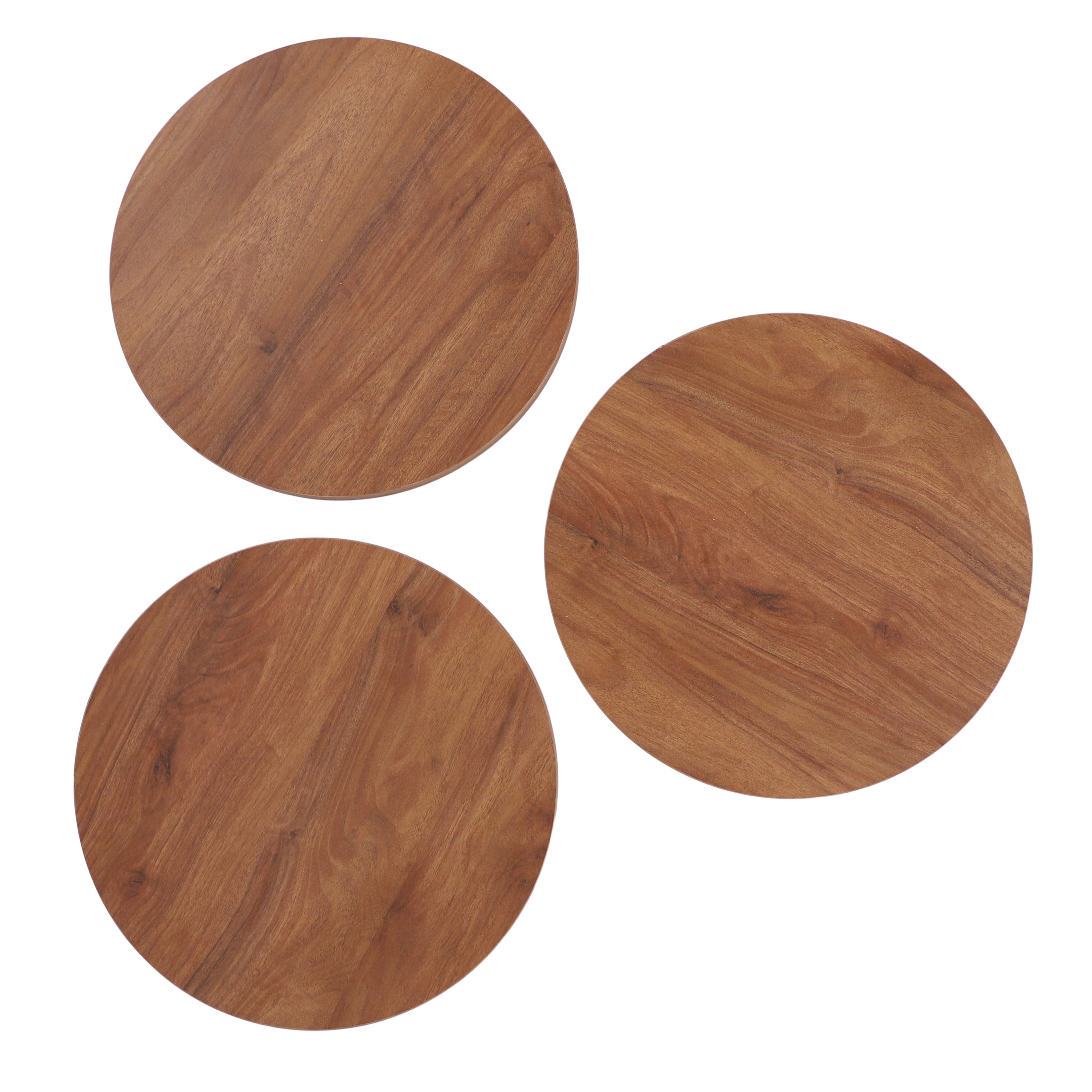 Marbella Nesting Table Series - Walnut MDF Top, White Iron Mechanism