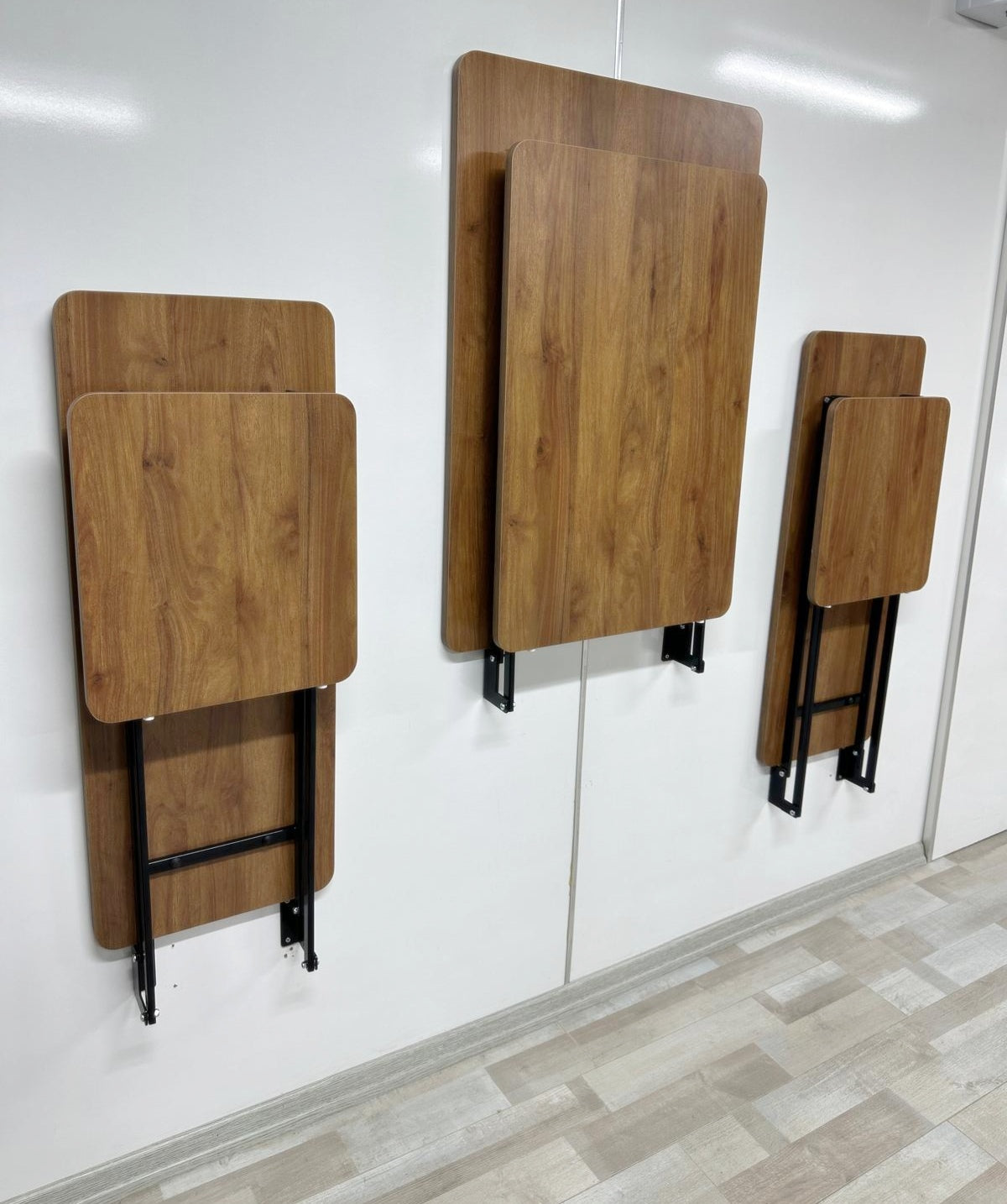 Shelf Table with Stools Series - Walnut MDF Top, Black Iron Mechanism