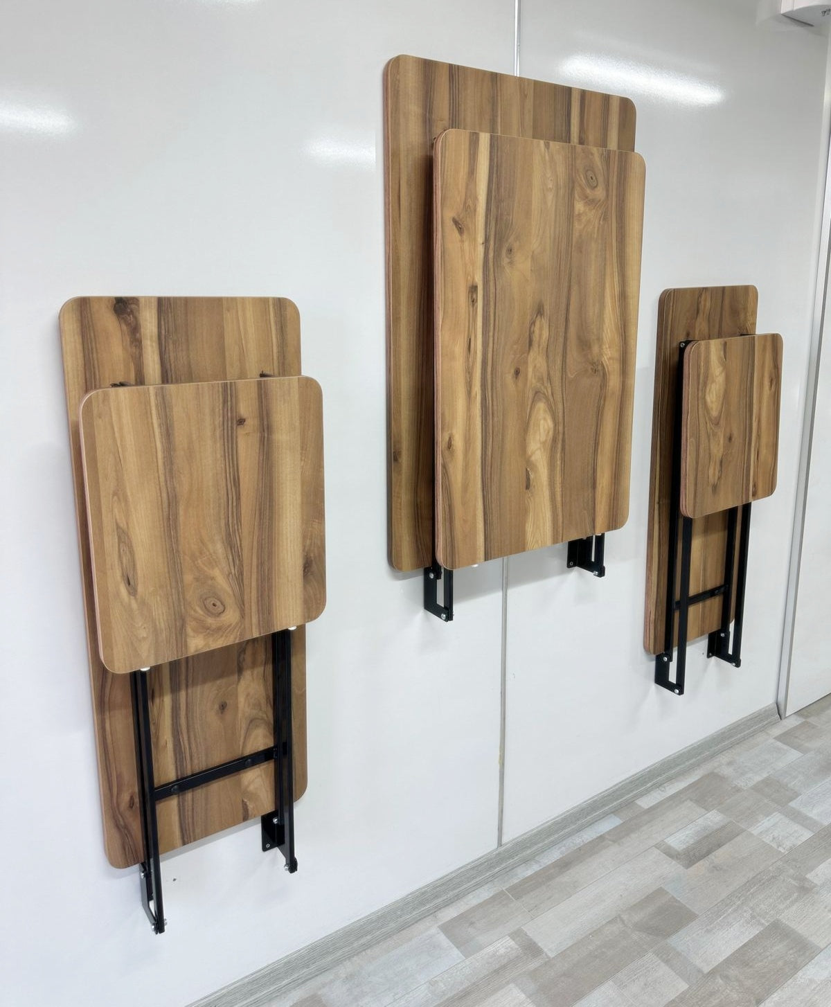 Shelf Table with Stools Series - Urartu MDF Top, Black Iron Mechanism