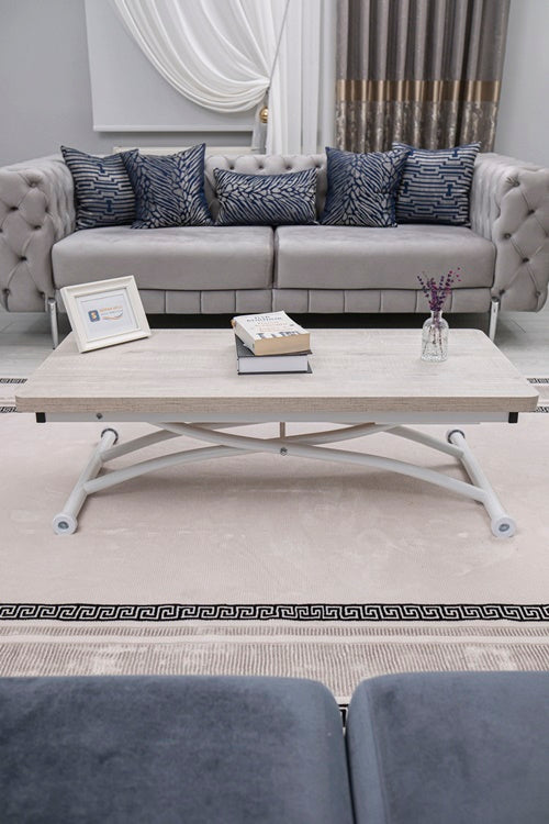 Juppo Series - Oval Corner MDF Top, Round White Outward Curved Base