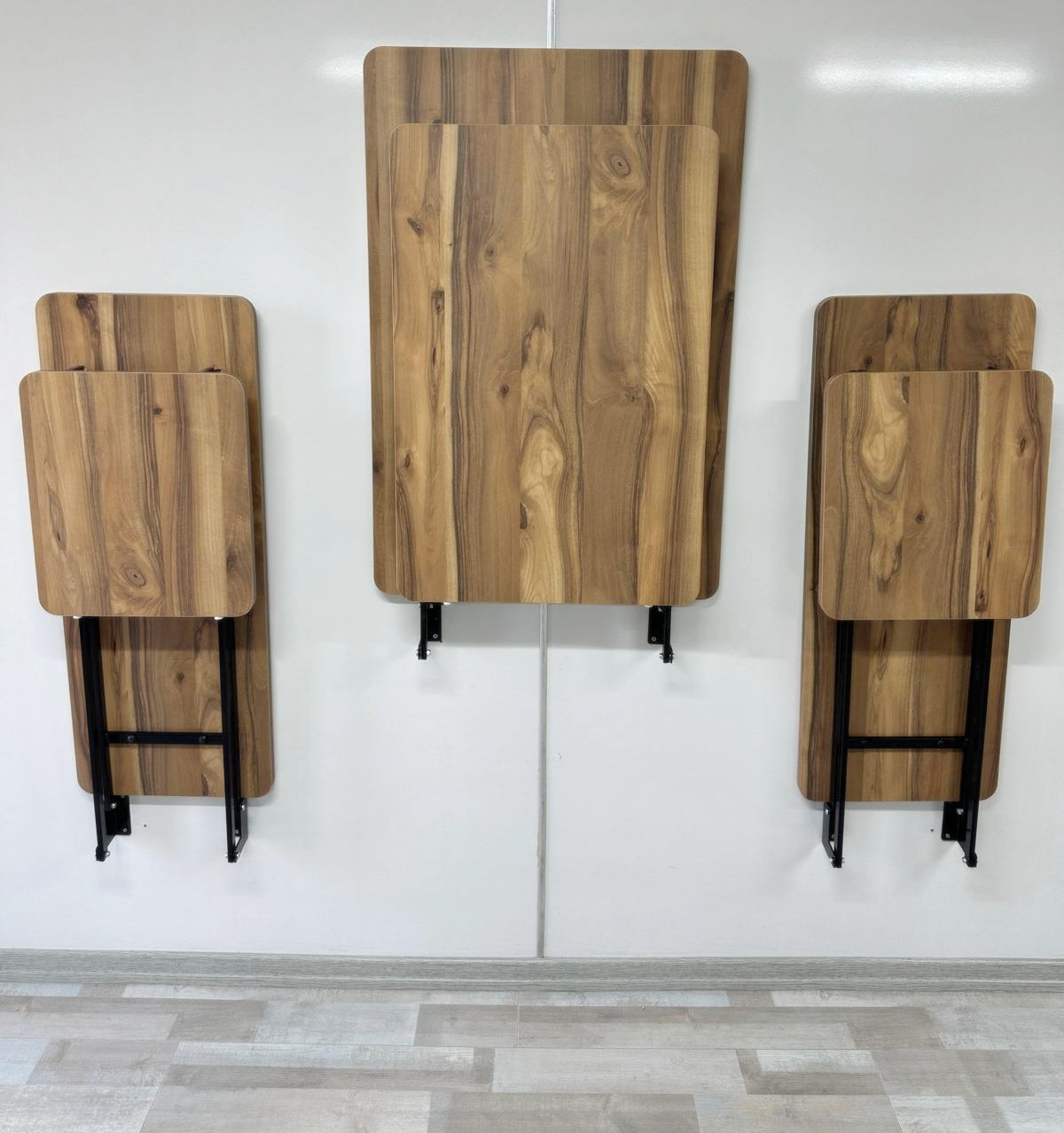 Shelf Table with Stools Series - Urartu MDF Top, Black Iron Mechanism