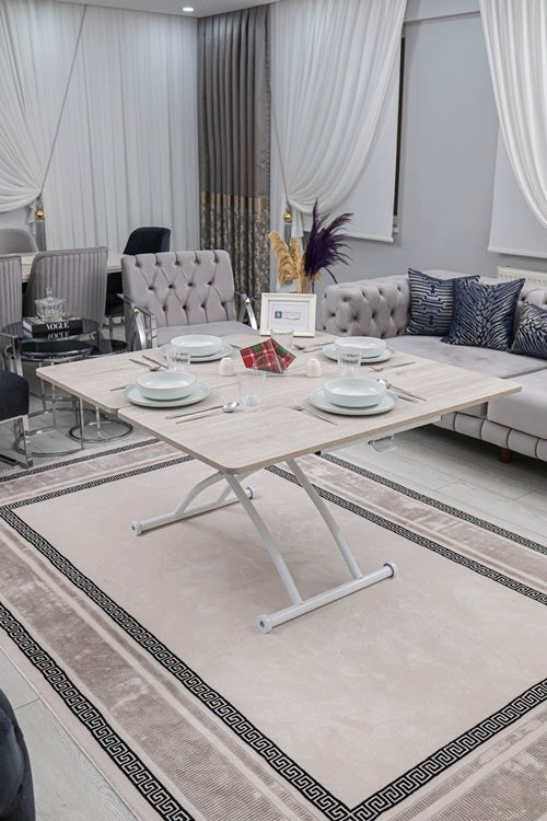 Juppo Series - Oval Corner MDF Top, Round White Outward Curved Base