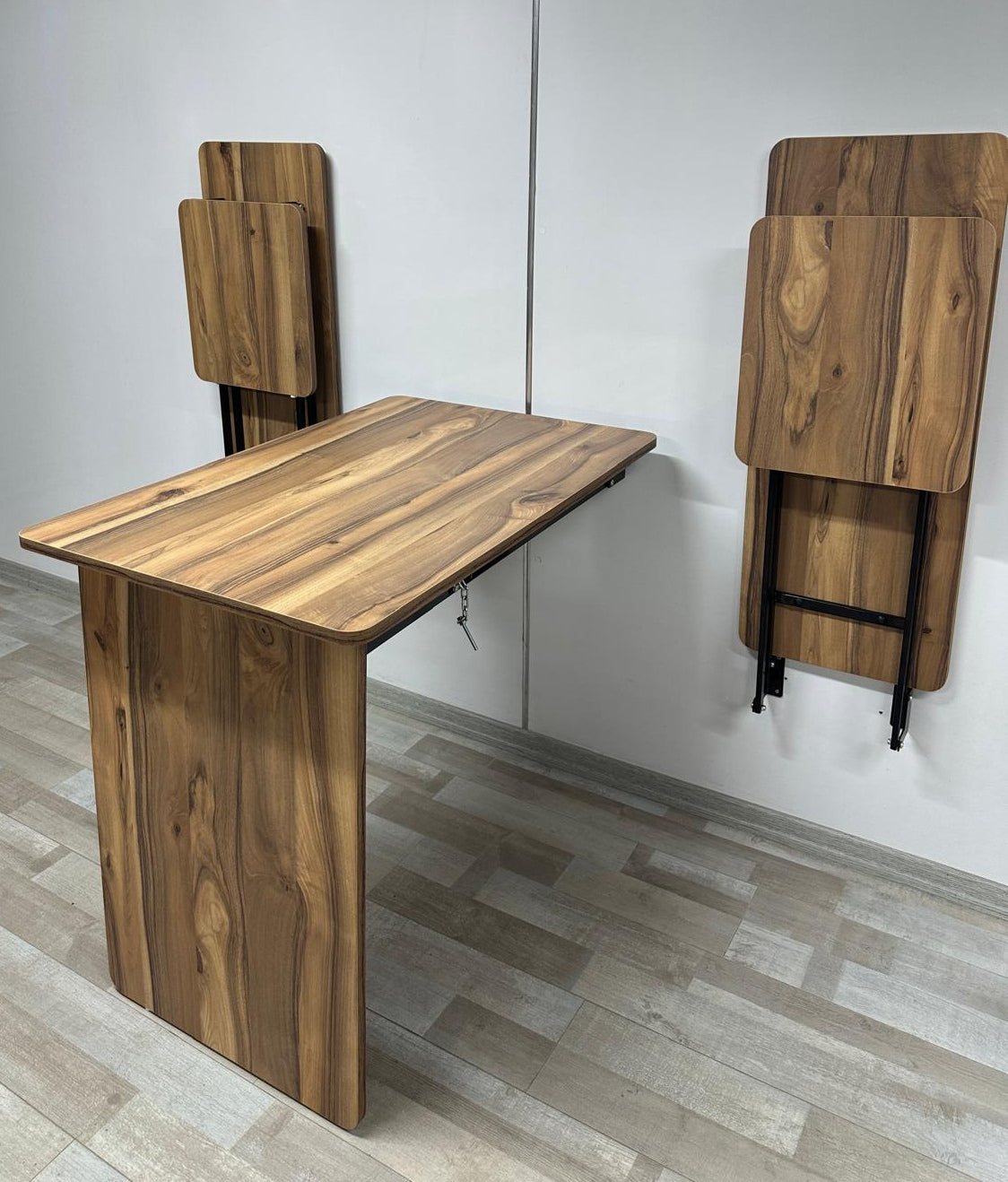 Shelf Table with Stools Series - Urartu MDF Top, Black Iron Mechanism