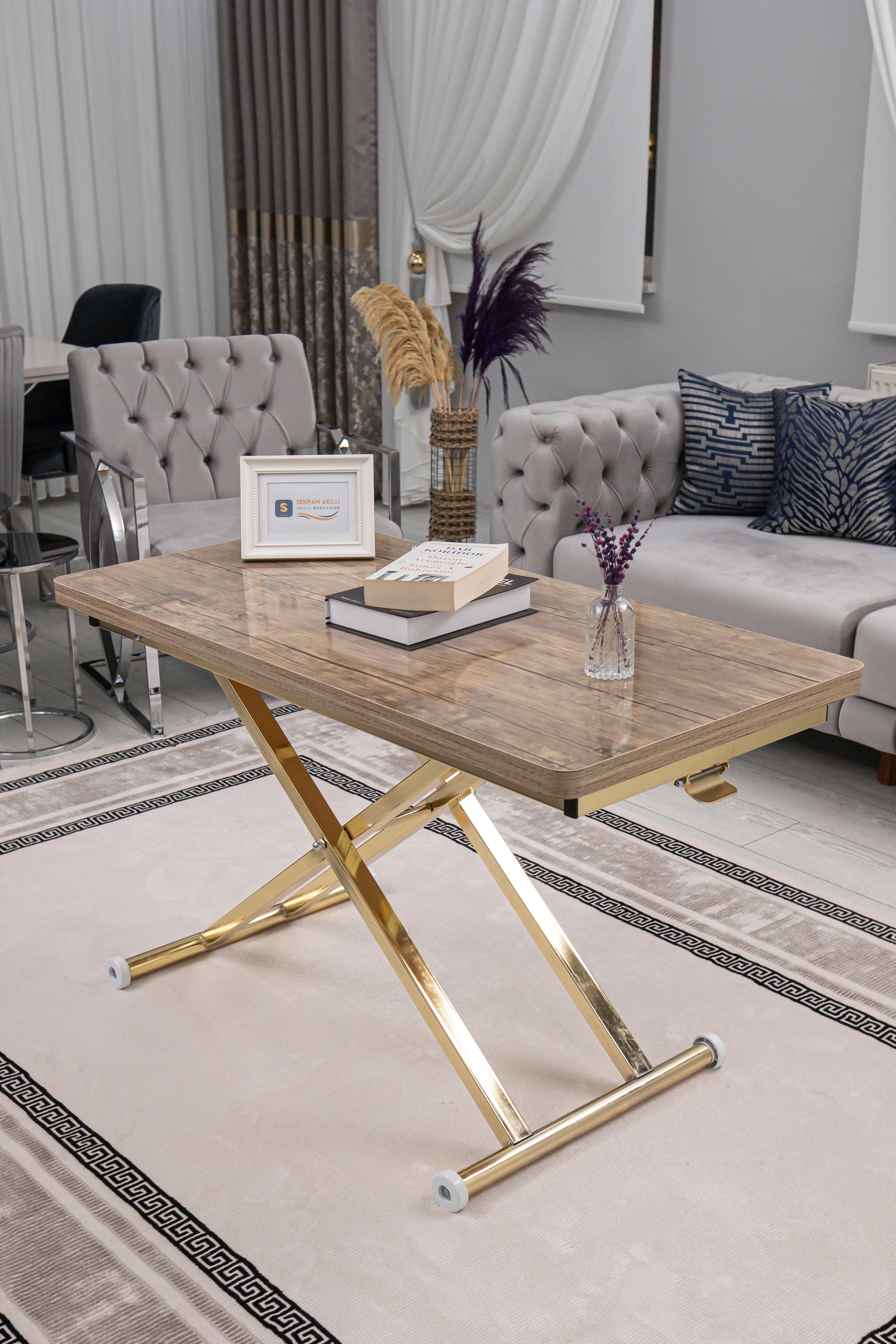 Home Series – MDF Top with Oval Corners and Gold Base