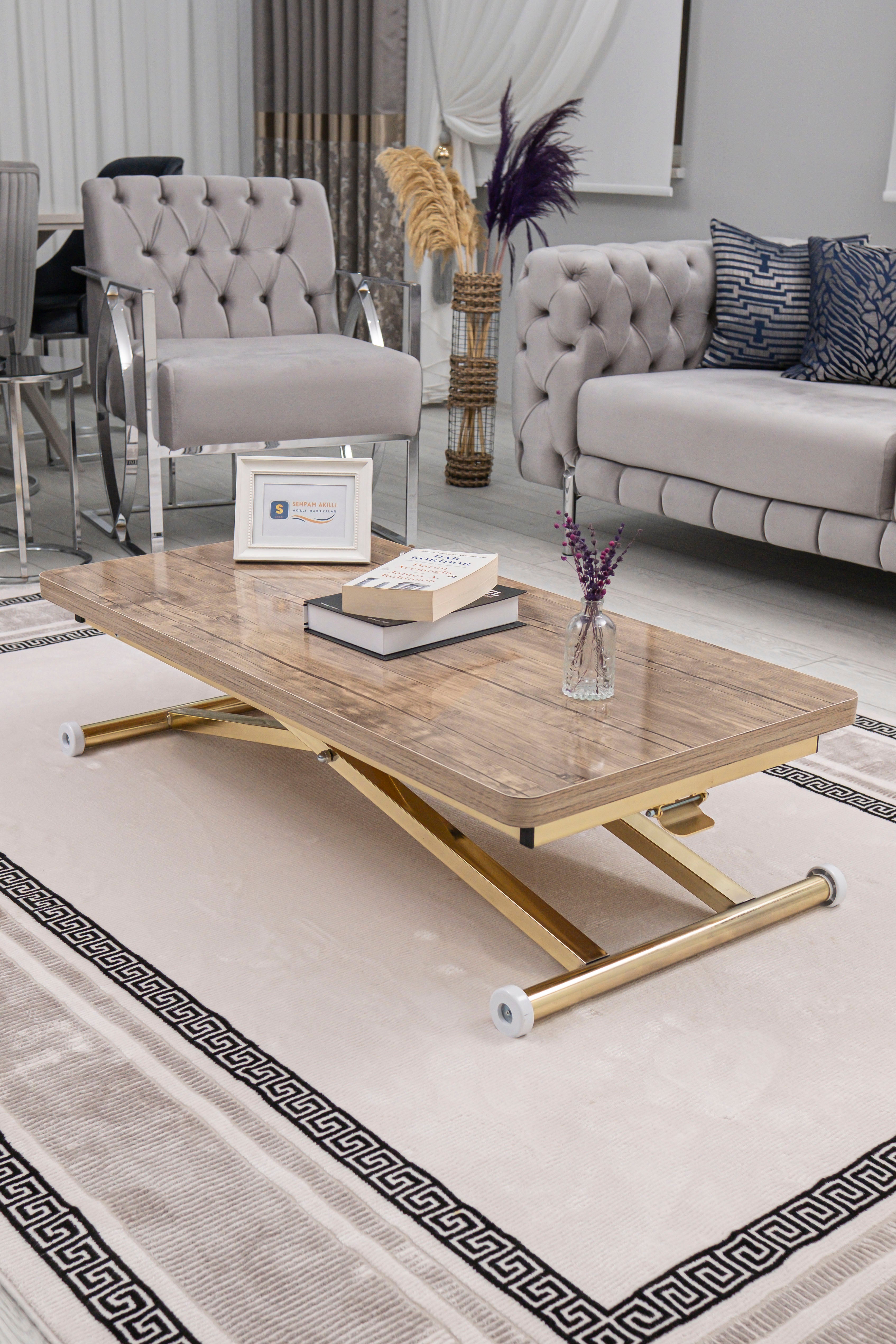 Home Series – MDF Top with Oval Corners and Gold Base