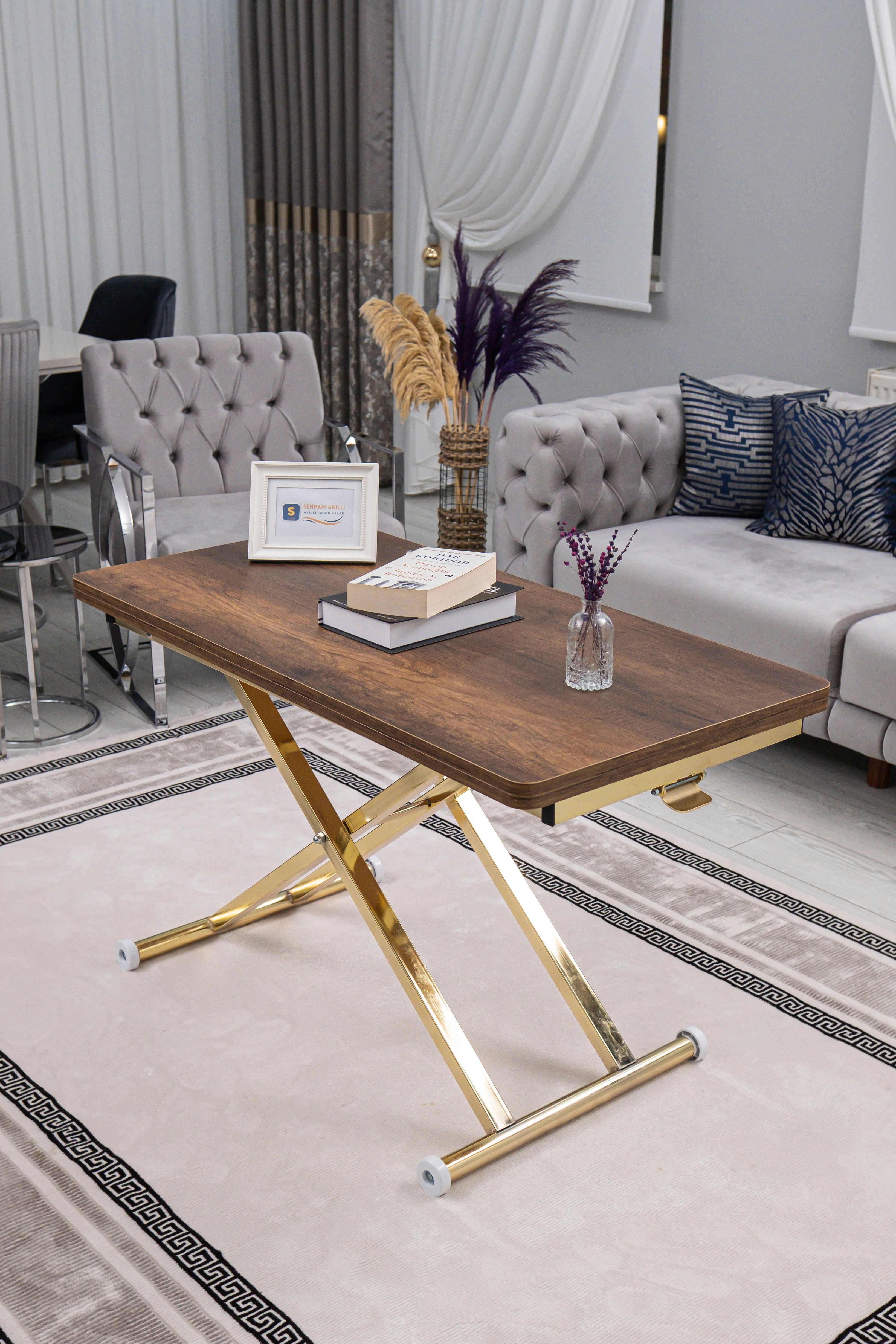 Home Series – MDF Top with Oval Corners and Gold Base