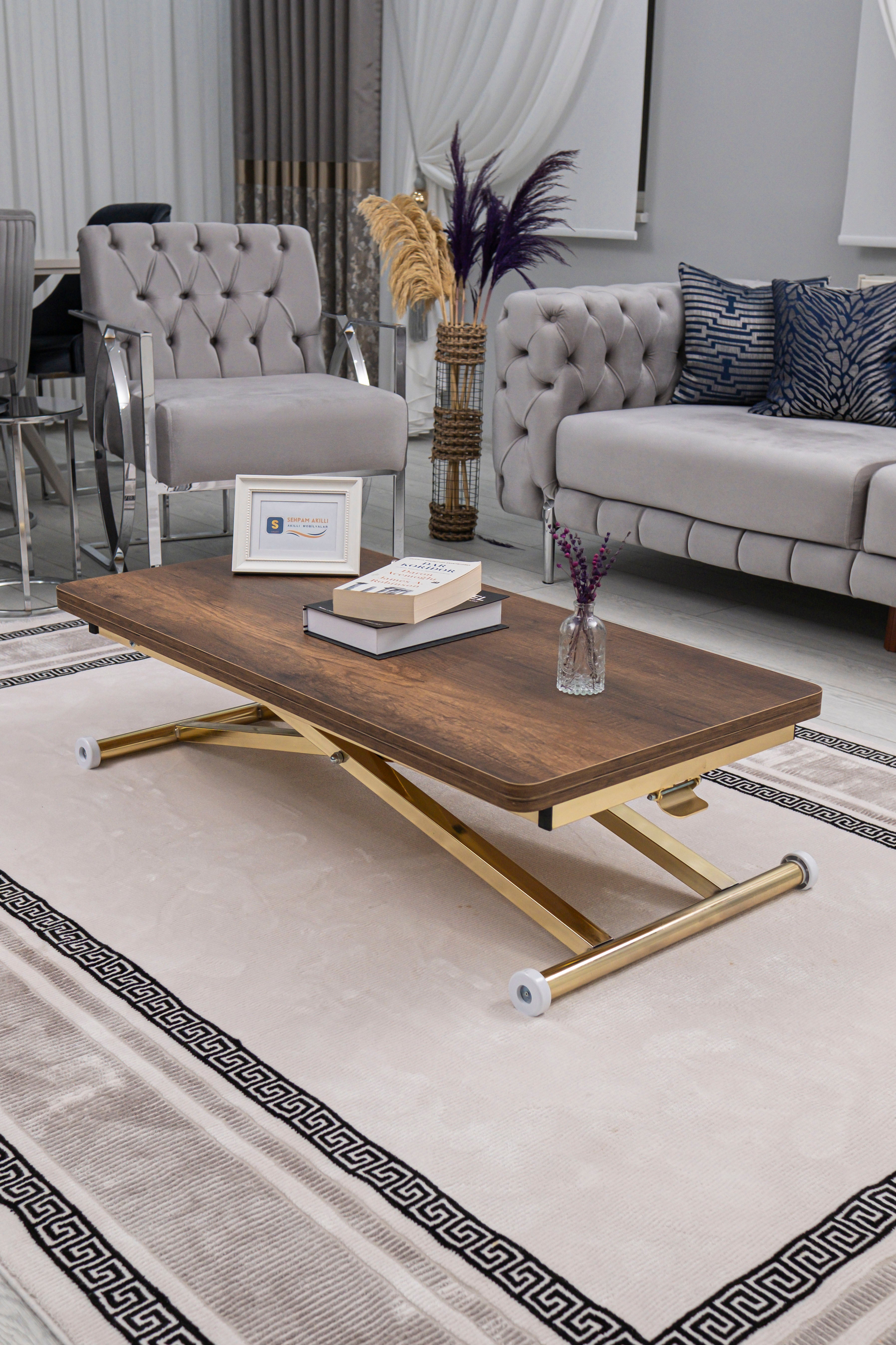 Home Series – MDF Top with Oval Corners and Gold Base