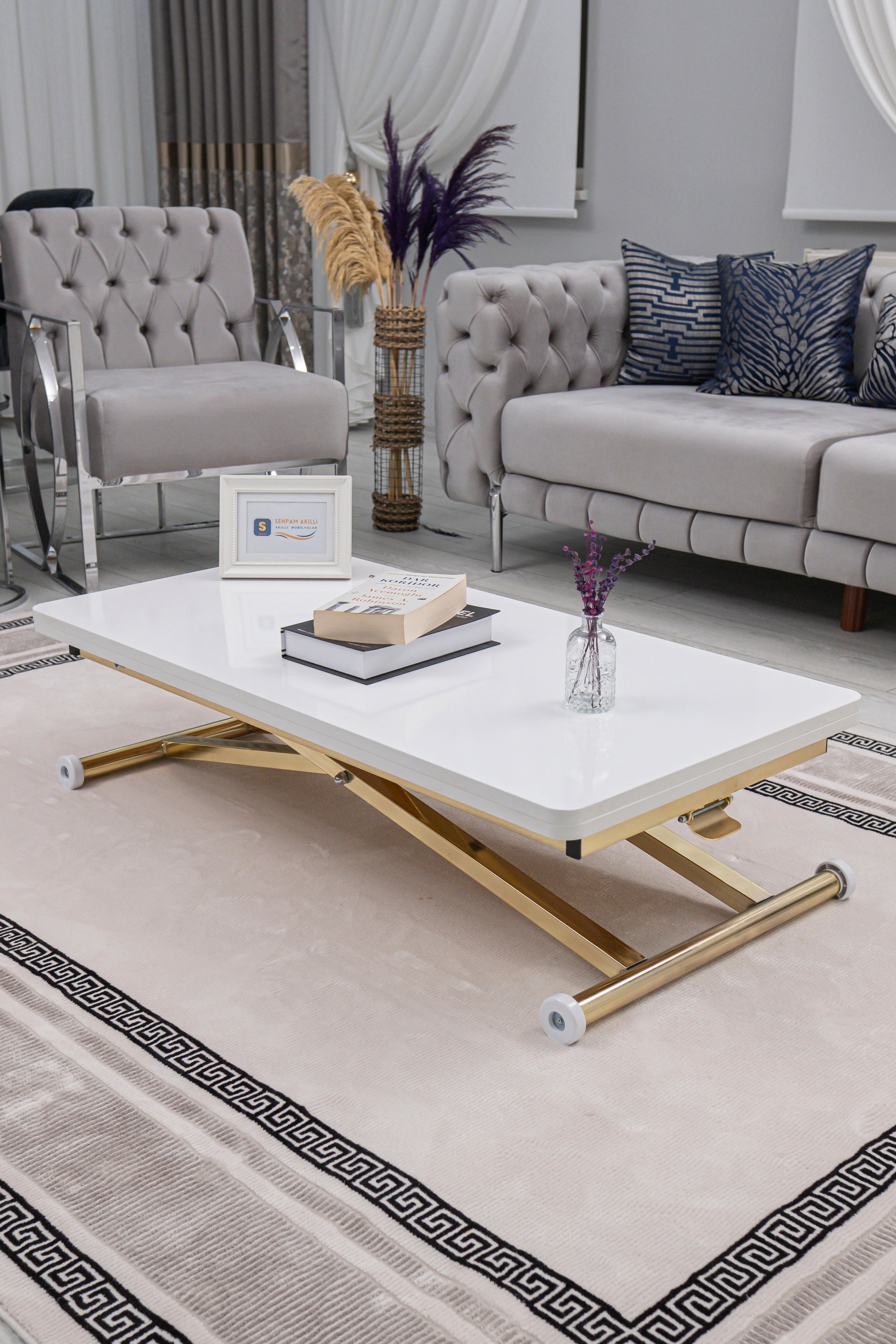 Home Series – MDF Top with Oval Corners and Gold Base