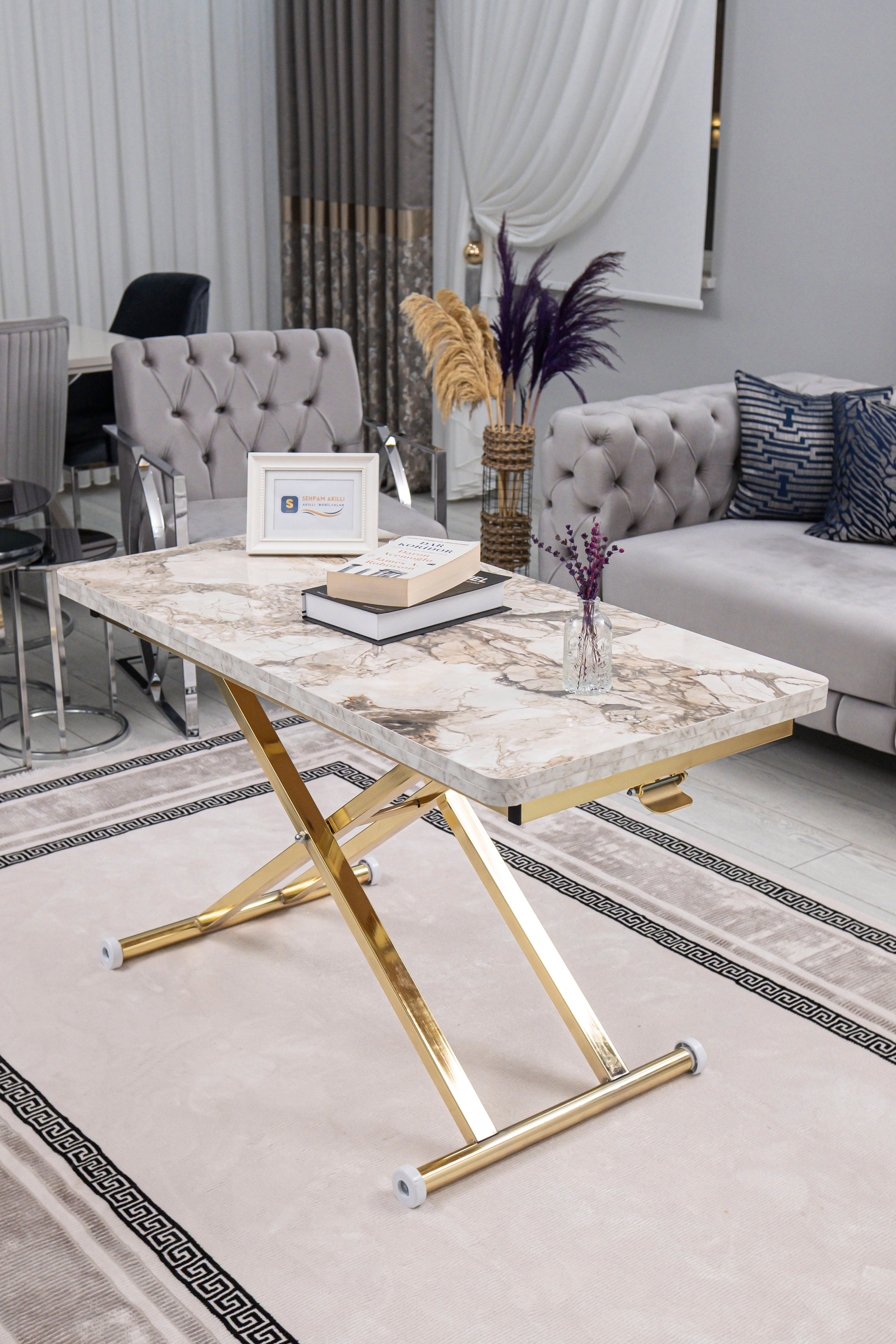 Home Series – MDF Top with Oval Corners and Gold Base