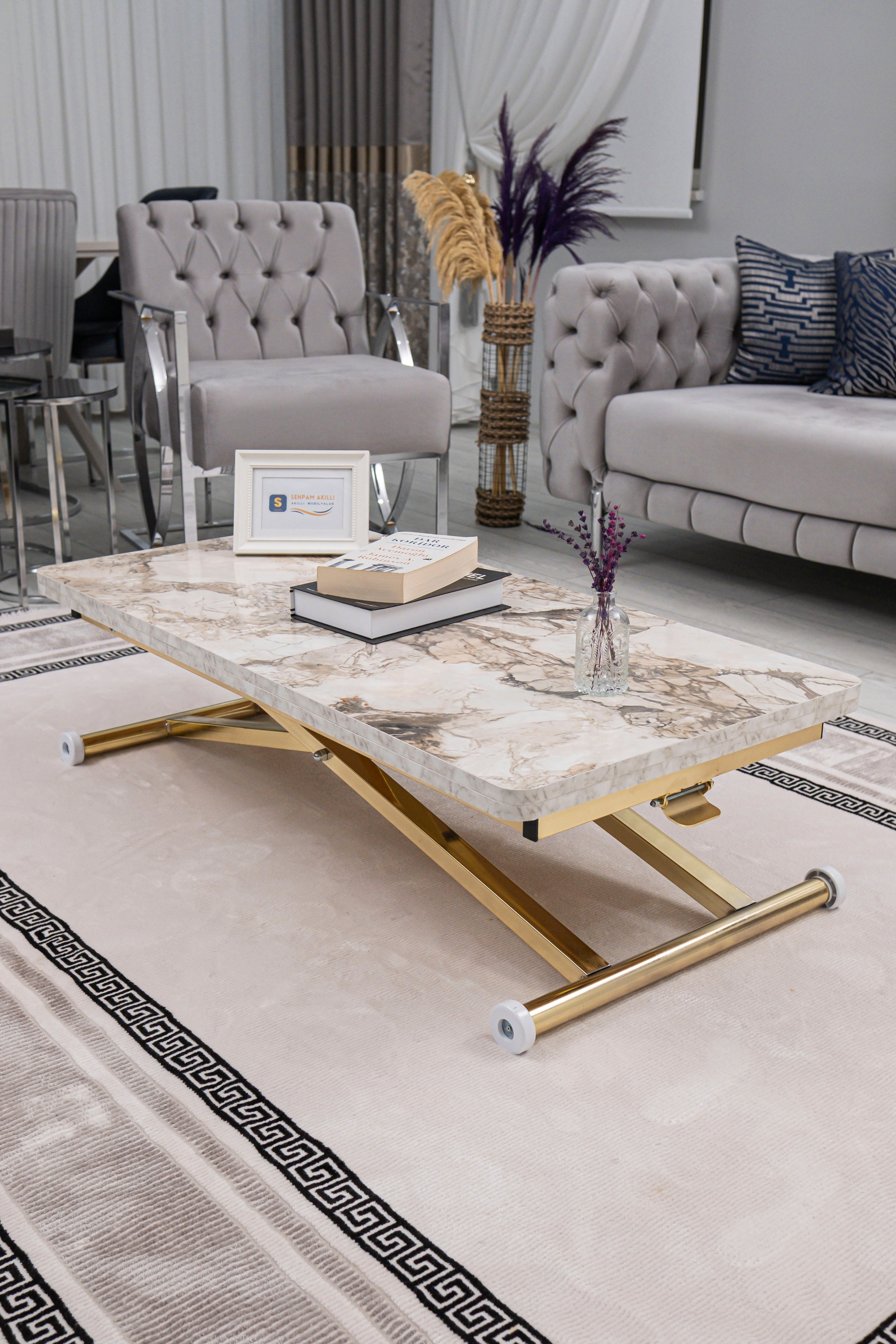 Home Series – MDF Top with Oval Corners and Gold Base