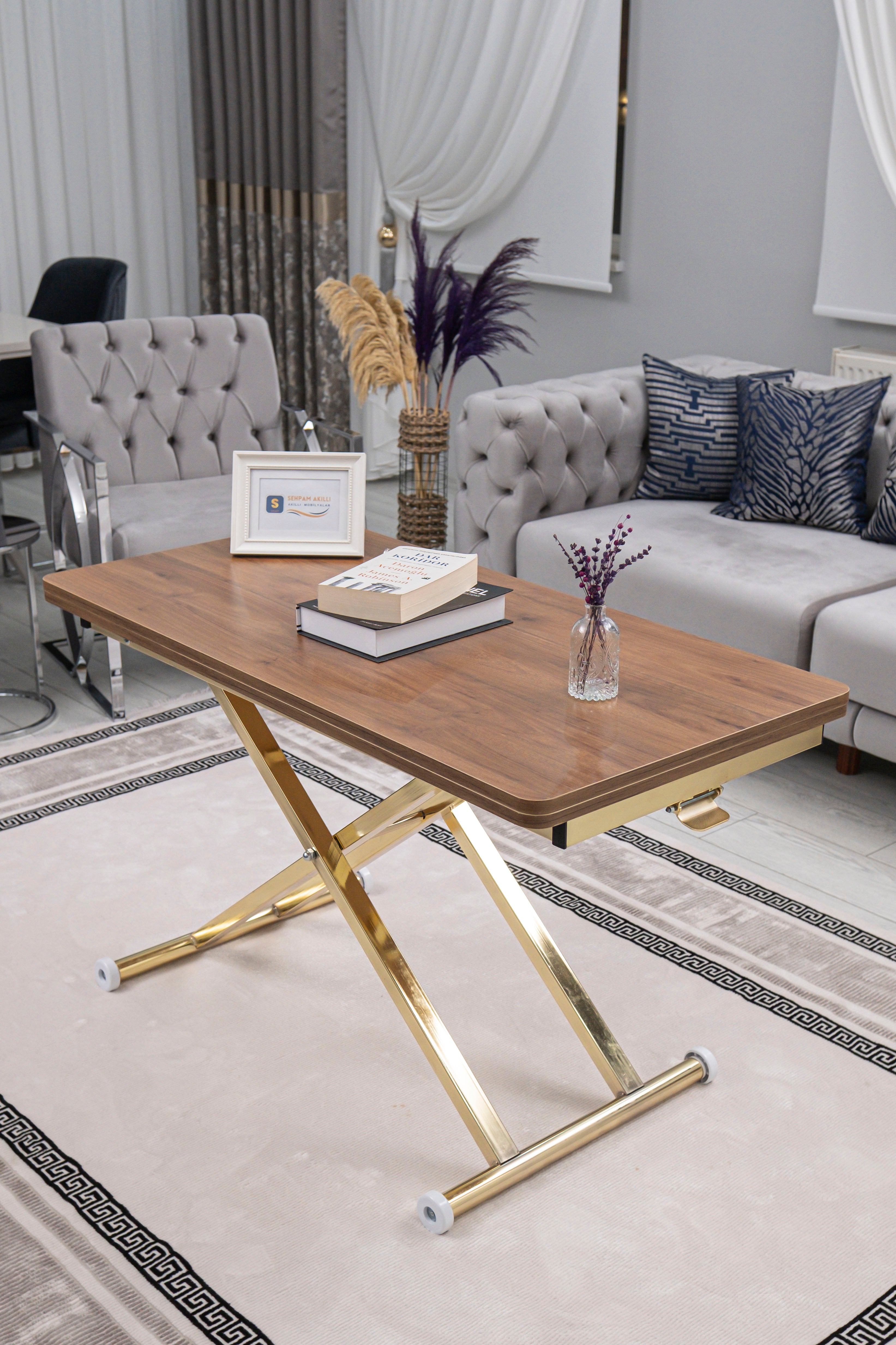 Home Series – MDF Top with Oval Corners and Gold Base